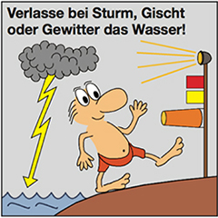 Verlasse das Wasser bei Sturm, Gischt und Gewitter