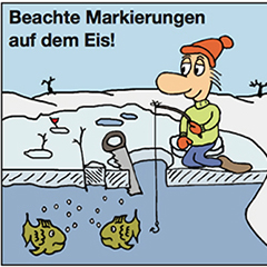 Beachte Markierungen auf dem Eis